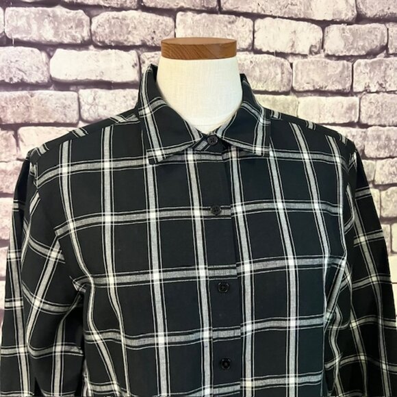 Talbots Black & White 3/4 Sleeve Blouse Size L - Picture 2 of 9